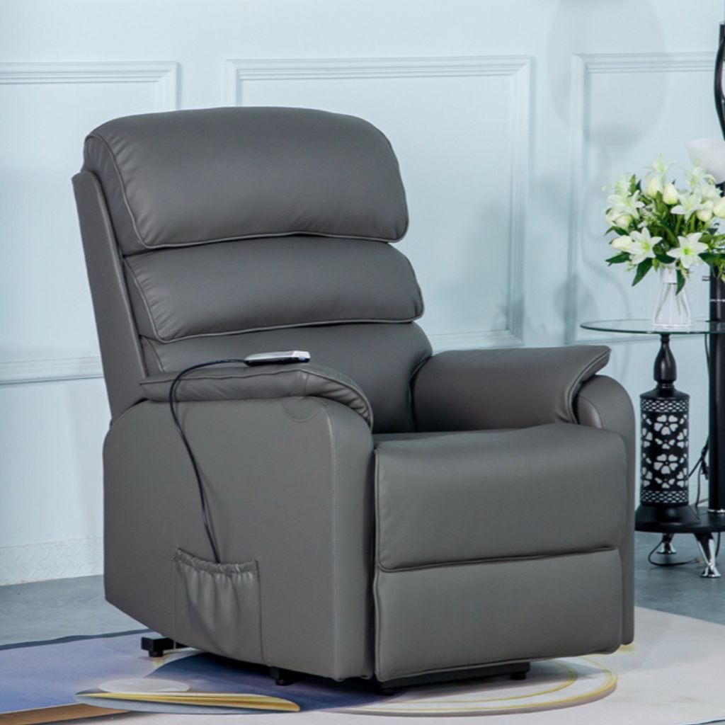 Savoy Grey Leather Lift and Tilt Chair