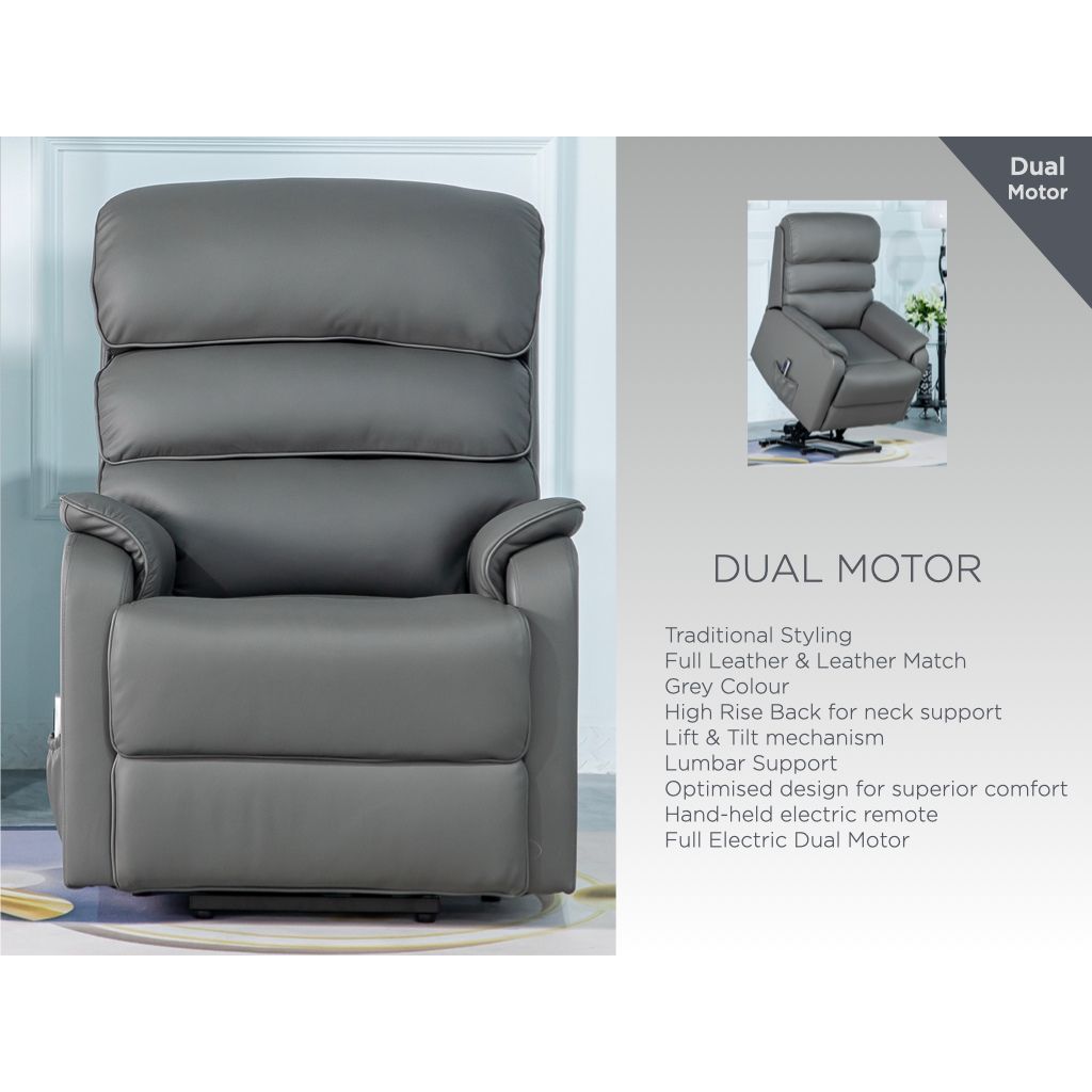 Savoy Grey Leather Lift and Tilt Chair Info