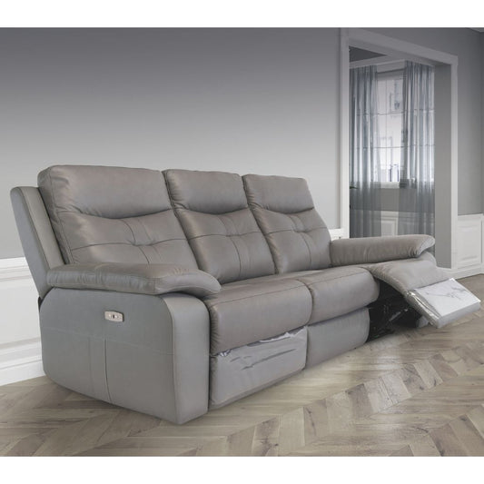 Solero Full Leather Grey Electric Reclining Sofa