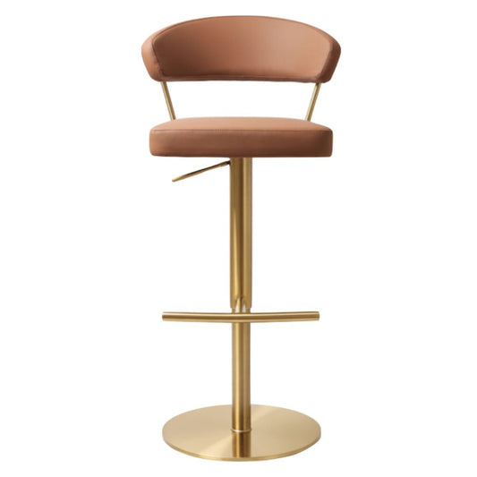 Strata Gold Saddle Brown PU Bar Stool