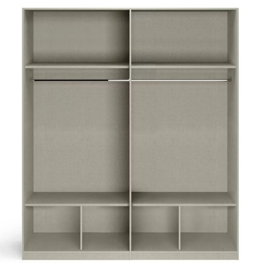 Stuttgart Silk Grey/ Alpine White 4 Door Wardrobe Inside