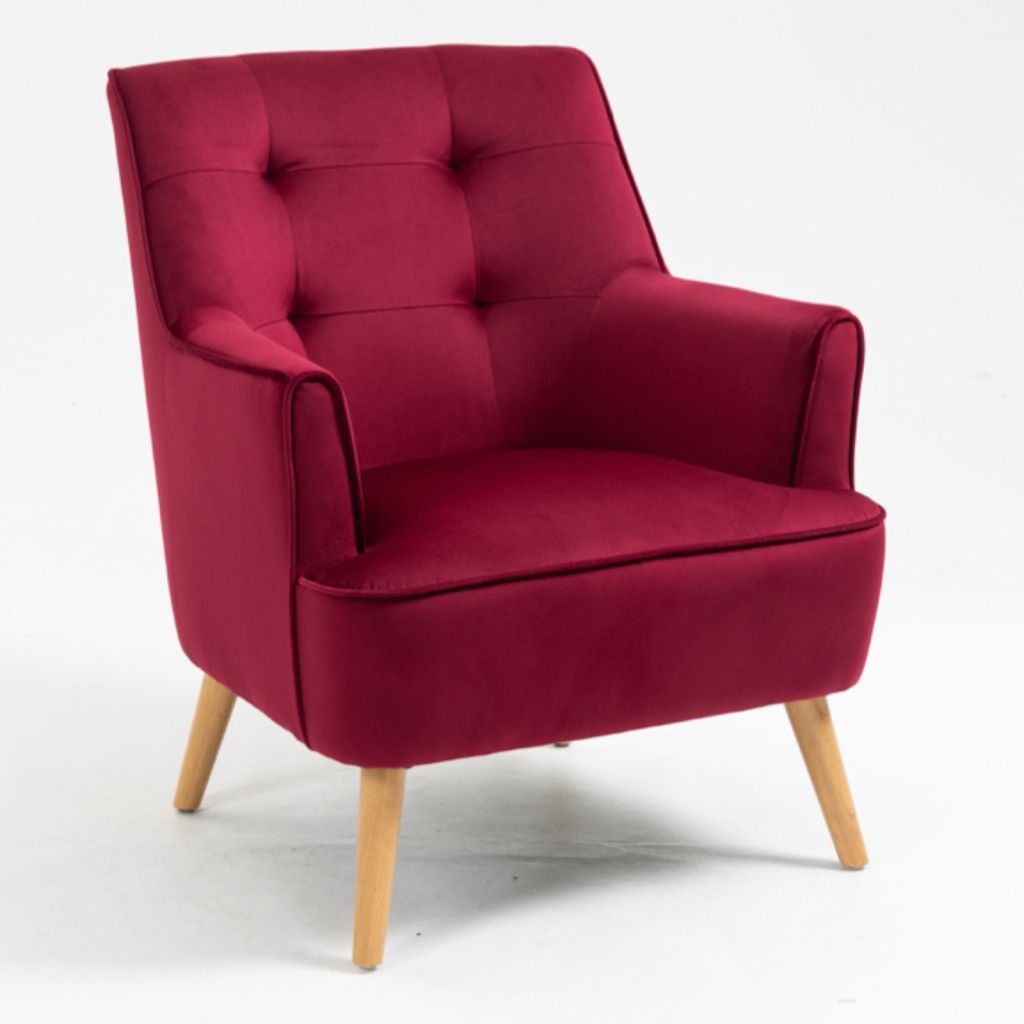 Tara Dark Crimson Accent Chair Angle