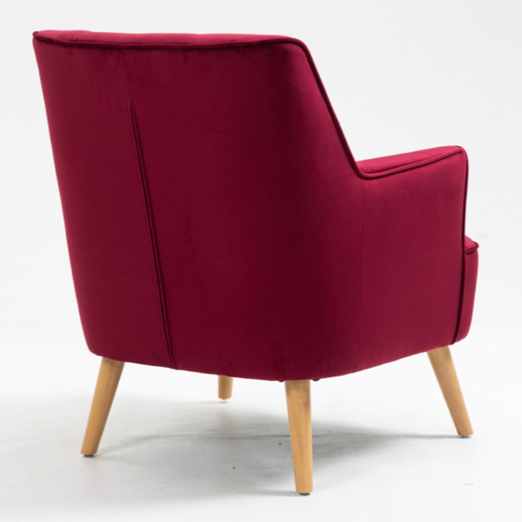 Tara Dark Crimson Accent Chair Back Angle
