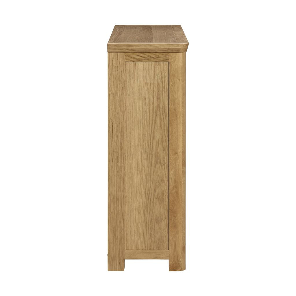 Side view of the Treviso low bookcase.