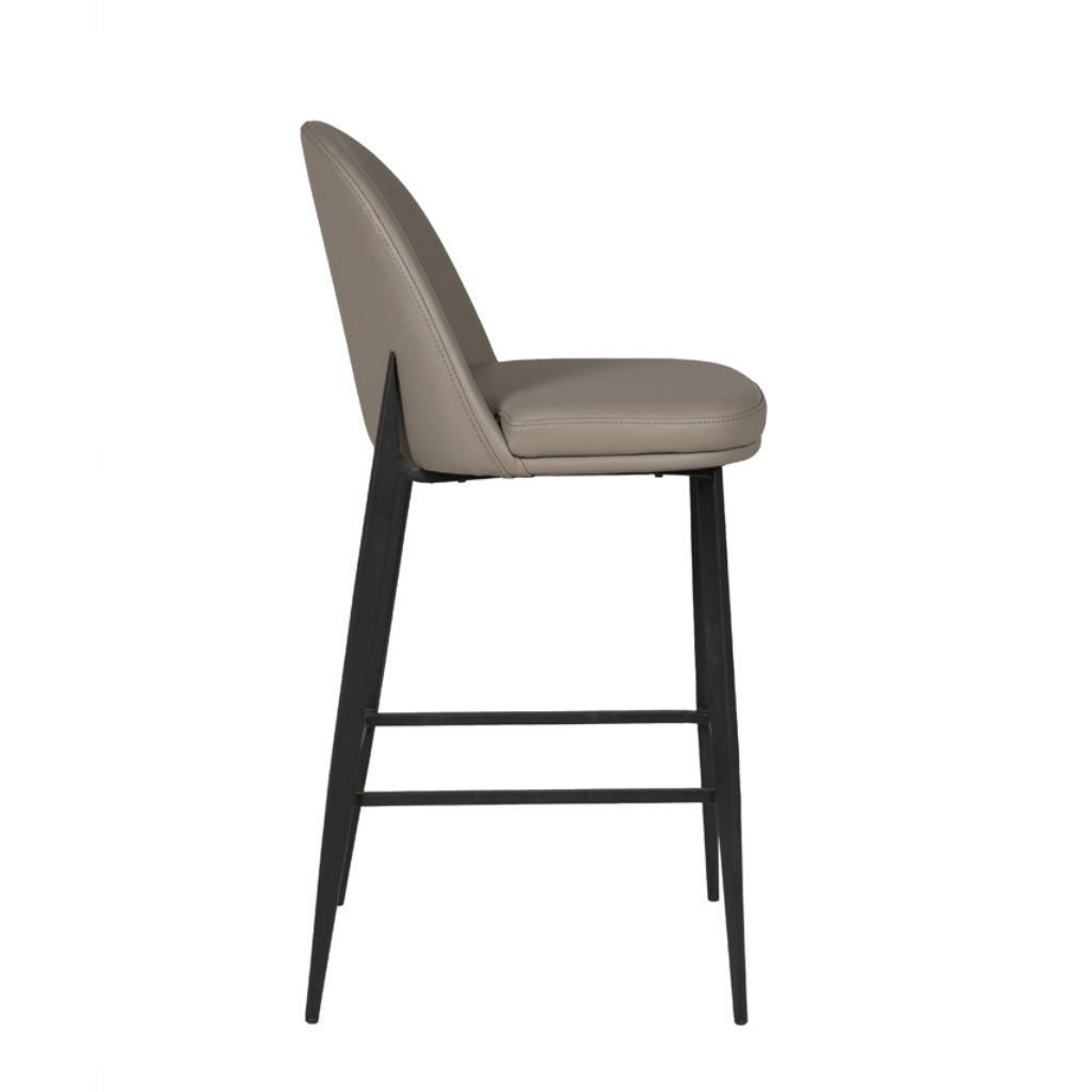 Valent Grey Leather Bar Stool Side