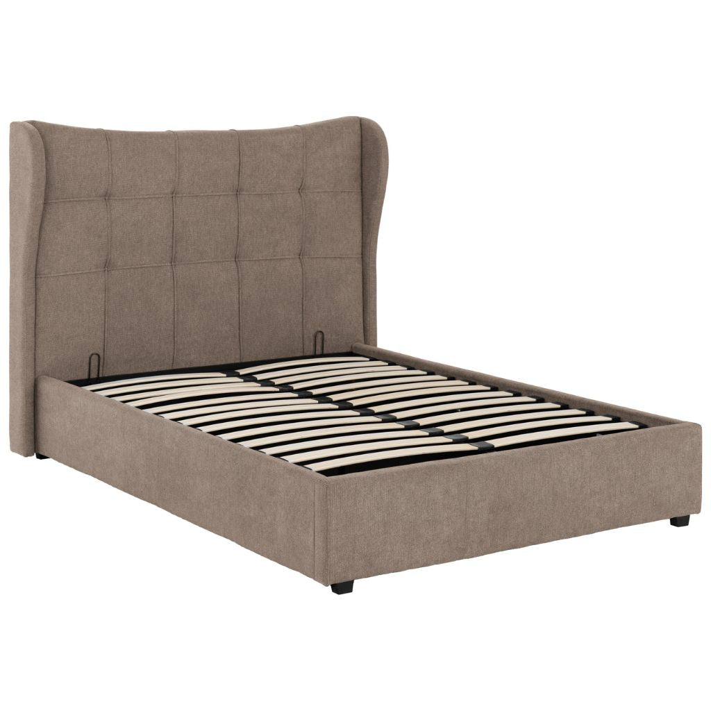 Verona Brown Fabric Ottoman Bedframe Angle