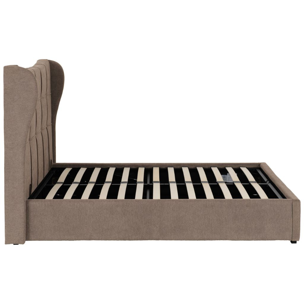 Verona Brown Fabric Ottoman Bedframe Side