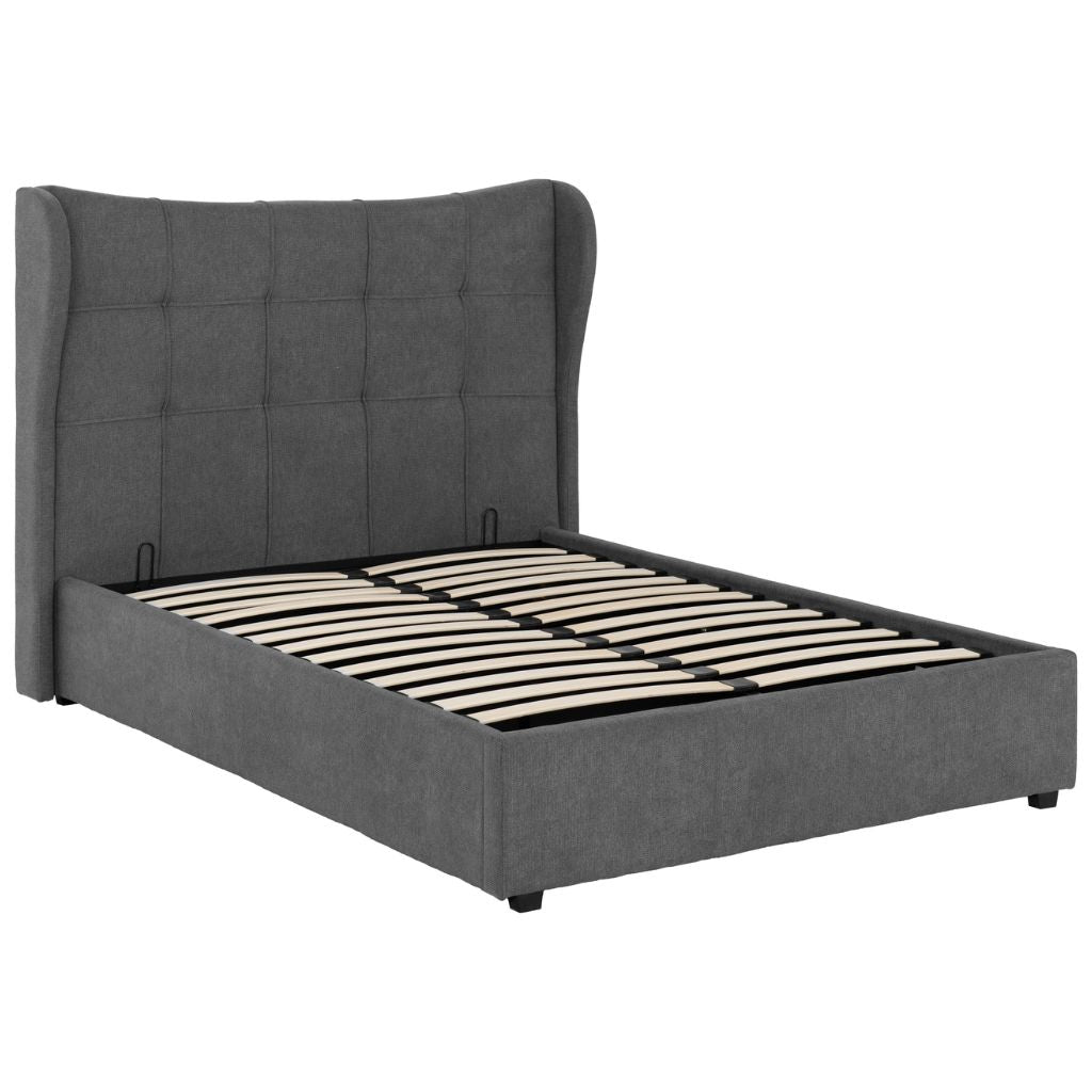 Verona Grey Fabric Ottoman Bedframe Angle