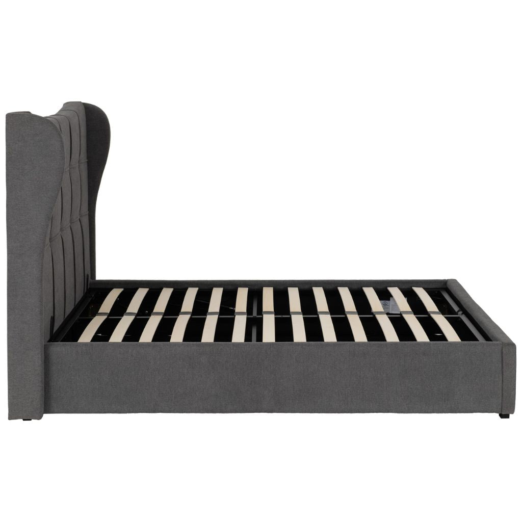 Verona Grey Fabric Ottoman Bedframe Side