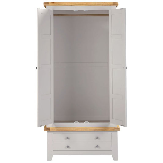 Windsor Pebble Grey 2 Door 1 Drawer Wardrobe Open