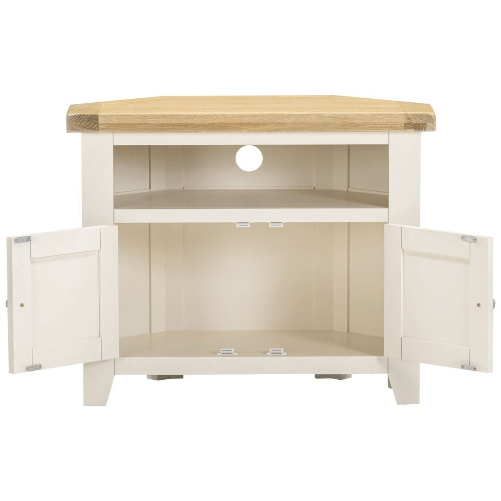 Windsor Ivory Corner TV Unit Open