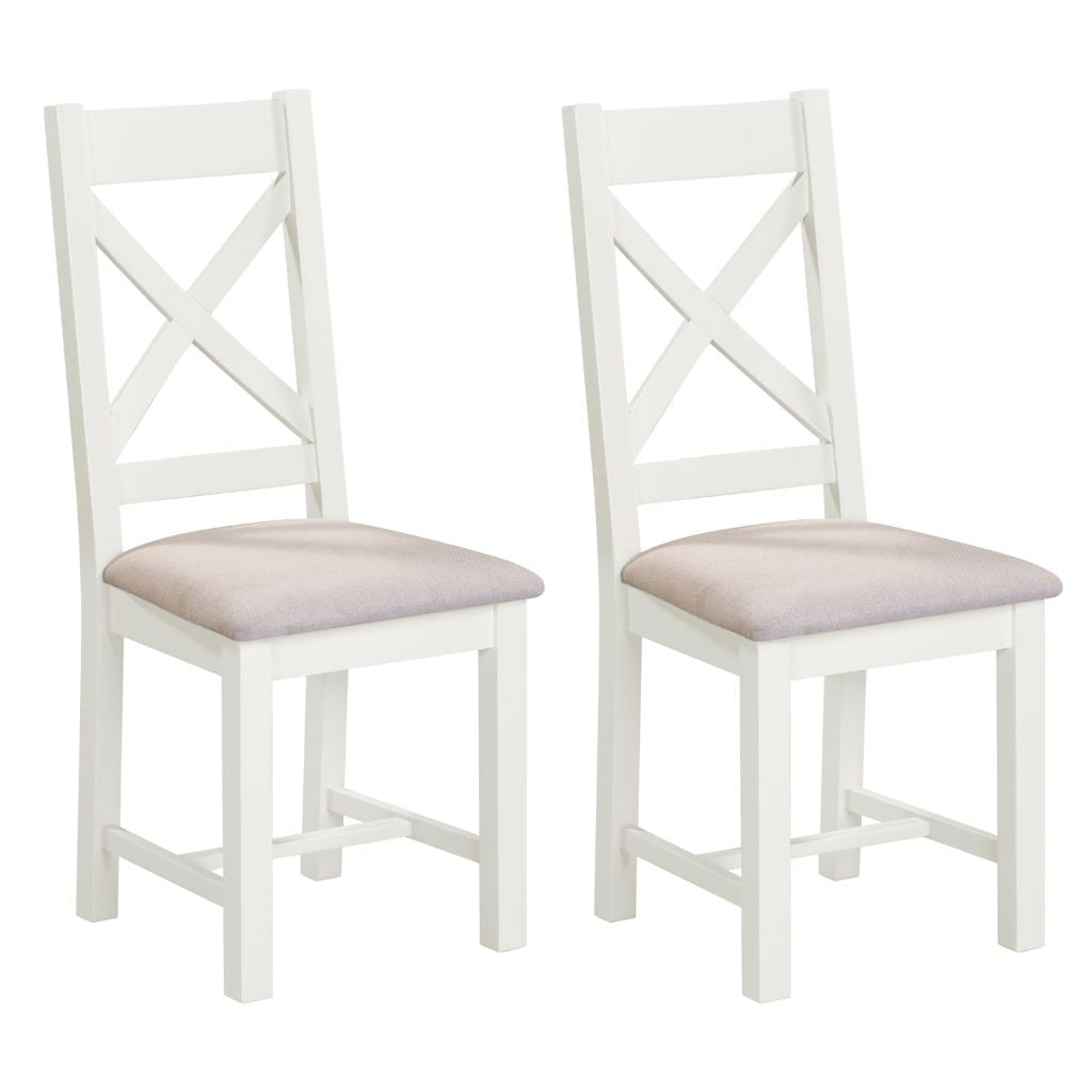 Pair of Windsor Ivory Cross Back Dining Chairs