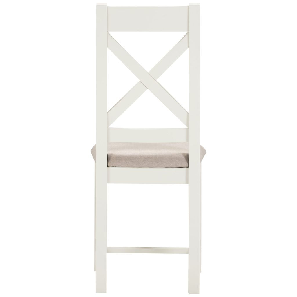 Pair of Windsor Ivory Cross Back Dining Chairs Back