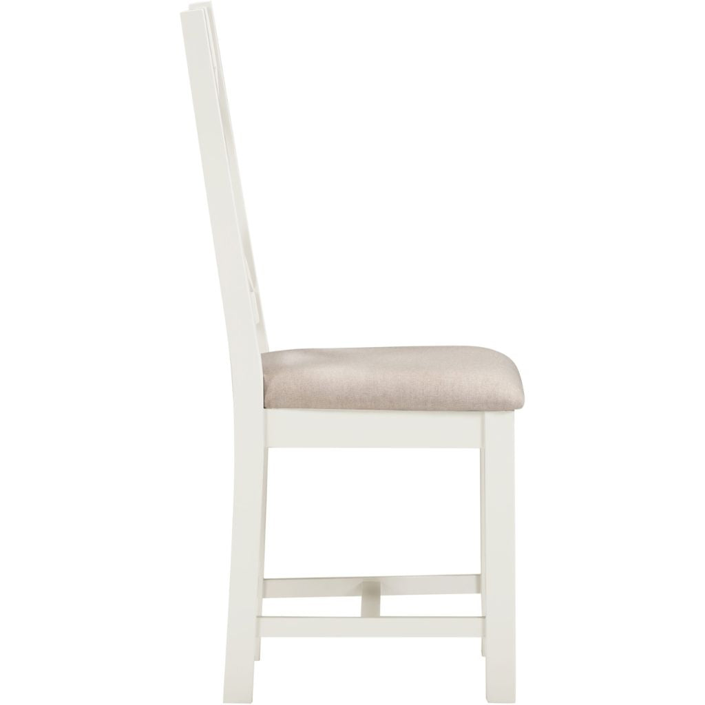 Pair of Windsor Ivory Cross Back Dining Chairs Side