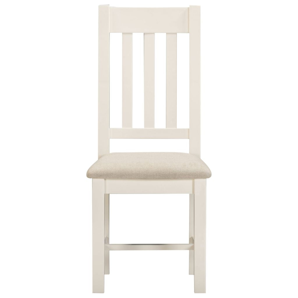 Pair of Windsor Ivory Slatted Dining Chairs Front