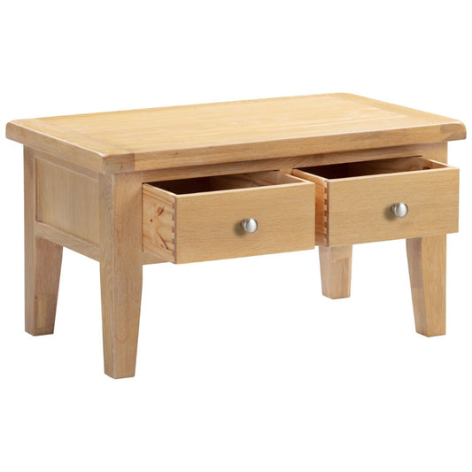 Windsor Natural Oak 2 Drawer Coffee Table Drawers Open