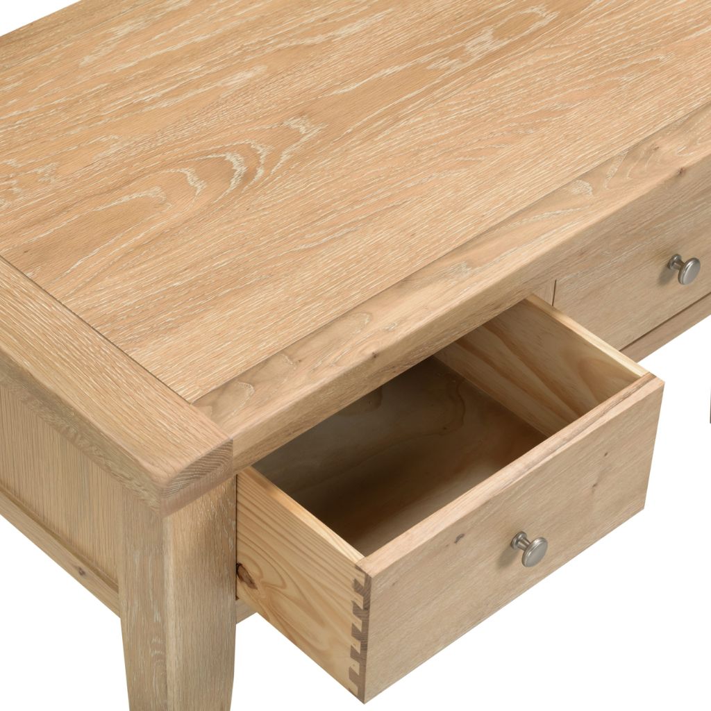 Windsor Natural Oak 2 Drawer Coffee Table Open