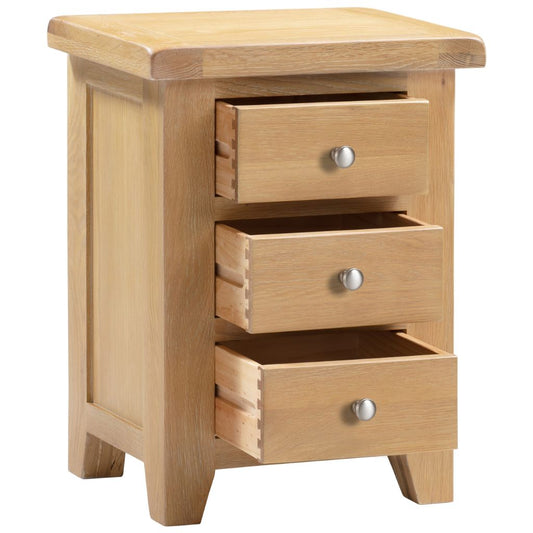 Windsor Natural Oak 3 Drawer Bedside Drawers Open