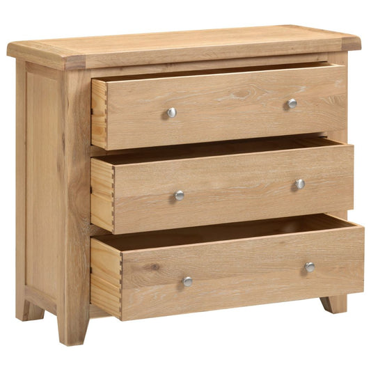Windsor Natural Oak 3 Drawer Chest Drawers Open