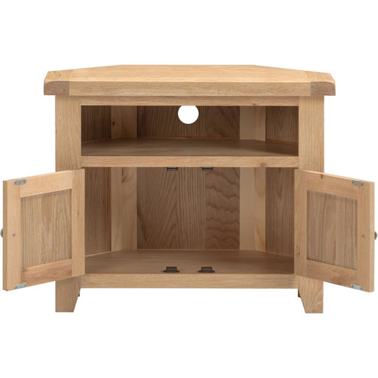 Windsor Natural Oak Corner TV Unit Open