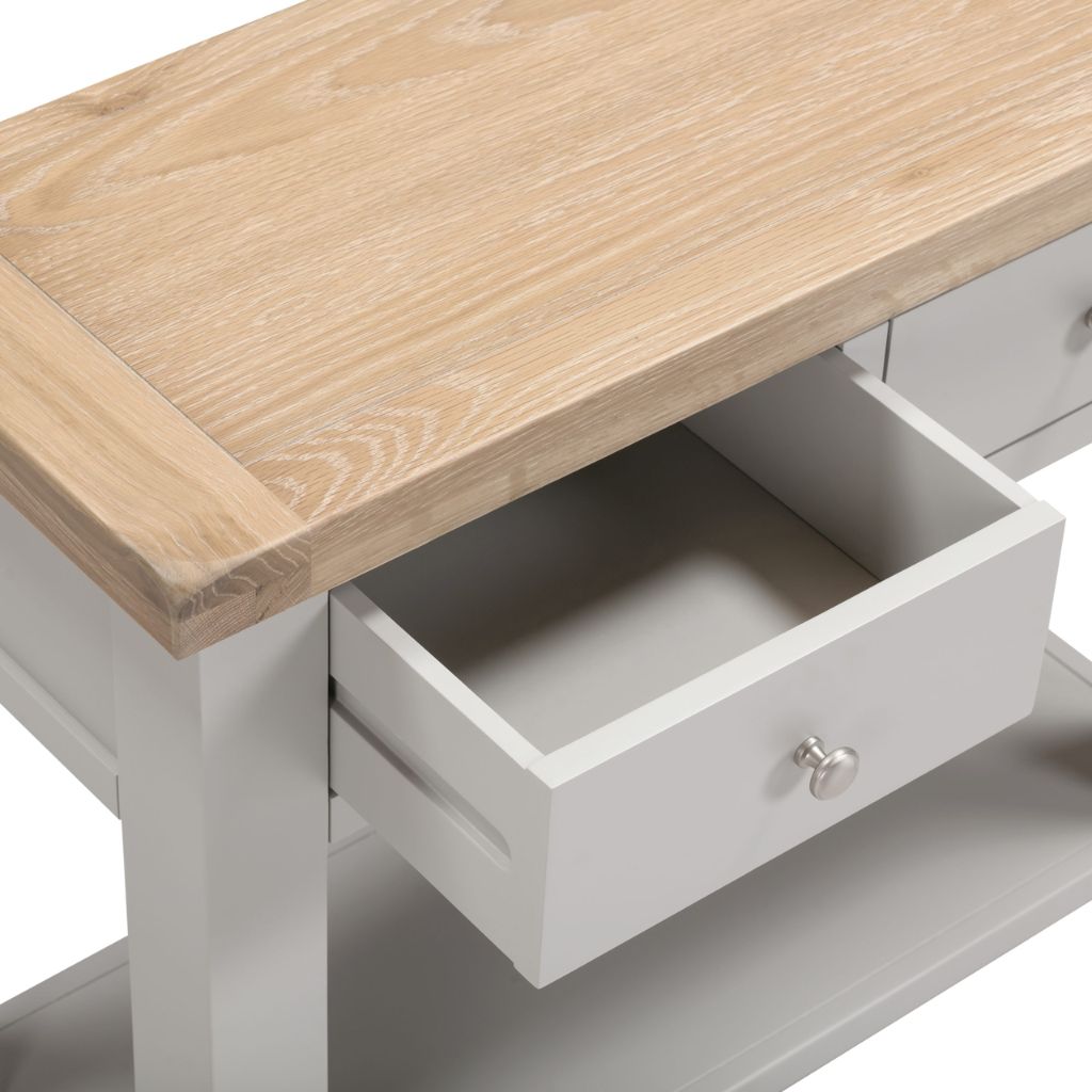 Windsor Pebble Grey 2 Drawer Console Table Drawer