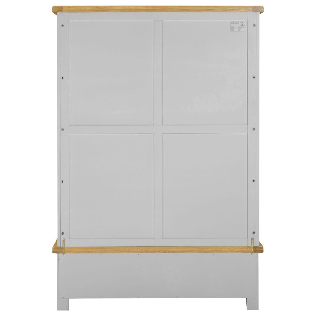 Grey wardrobe with wooden accents on a white background