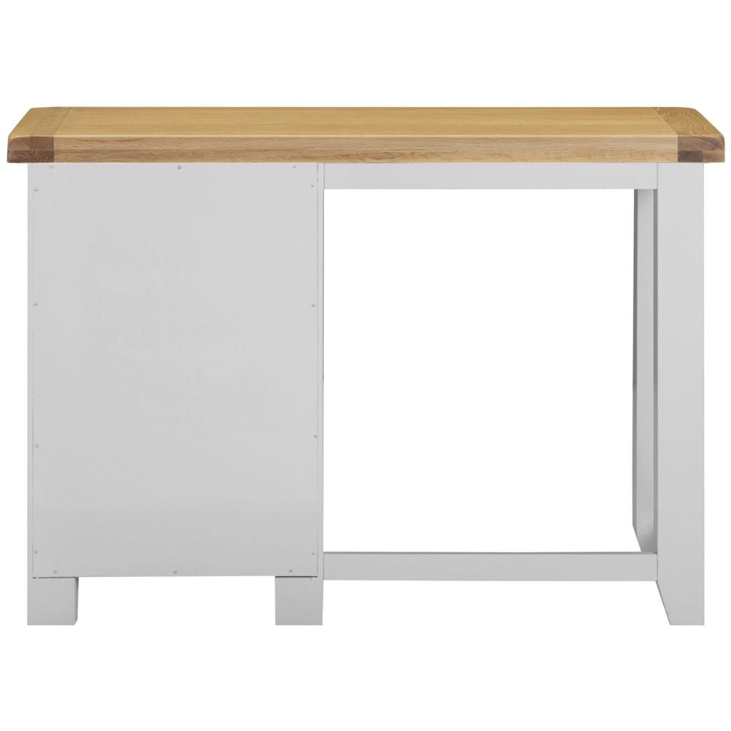 Grey cabinet with a wooden top on a white background