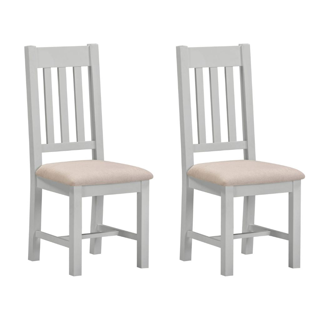 Pair of Windsor Pebble Grey Slatted Dining Chairs