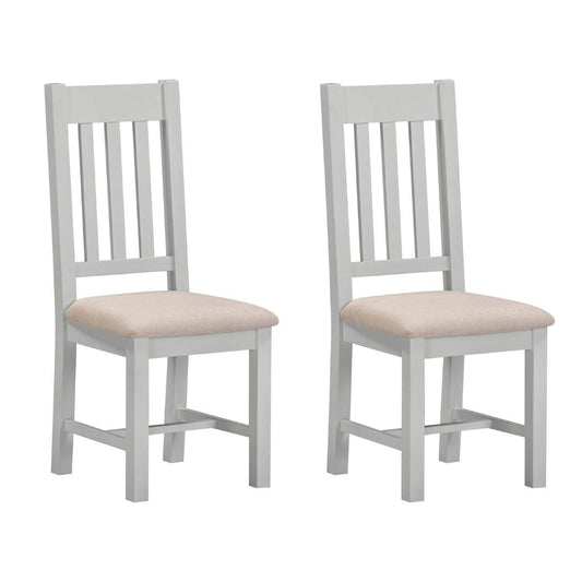 Pair of Windsor Pebble Grey Slatted Dining Chairs