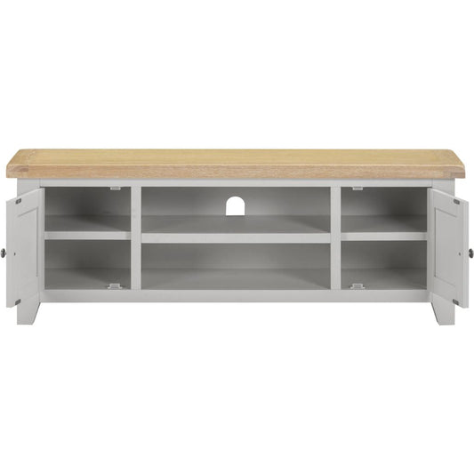 Windsor Pebble Grey Straight TV Unit Open