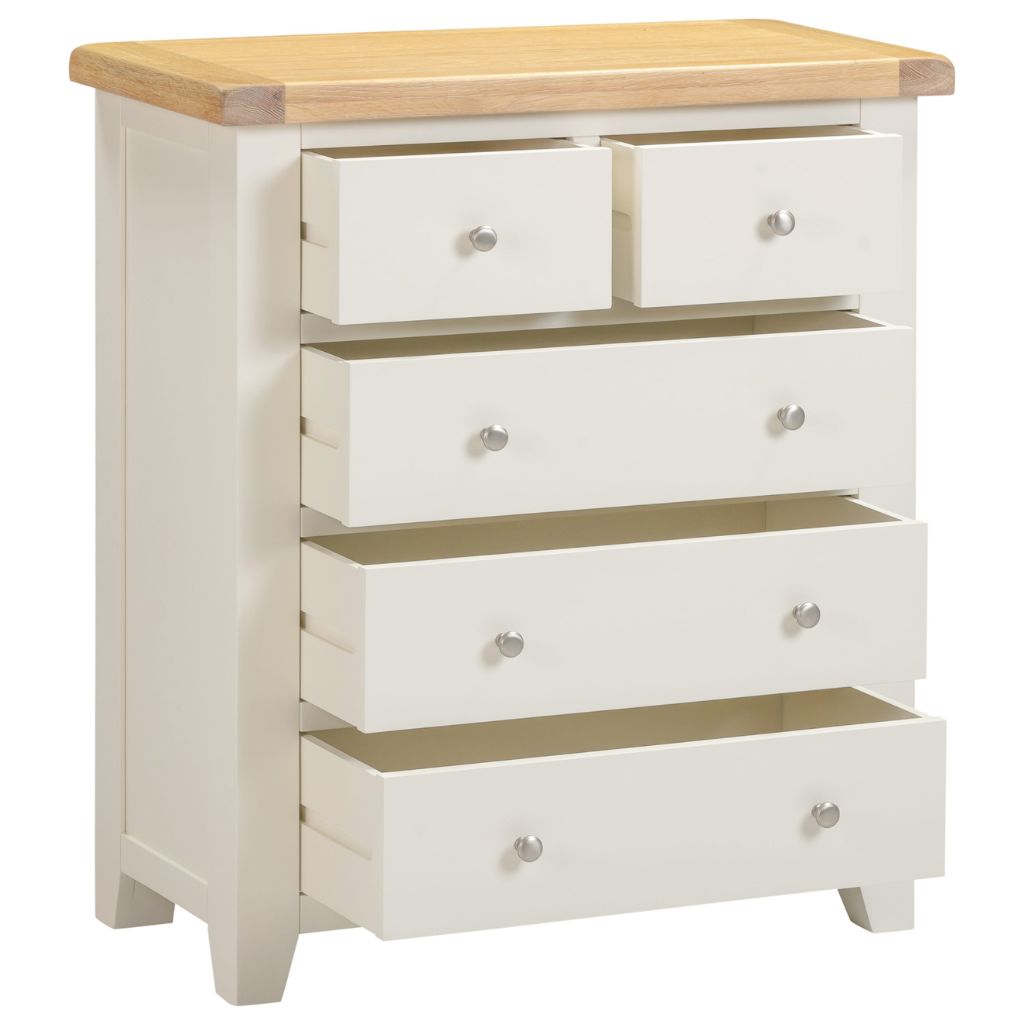 Windsor Ivory 3+2 Drawer Chest Drawers Open