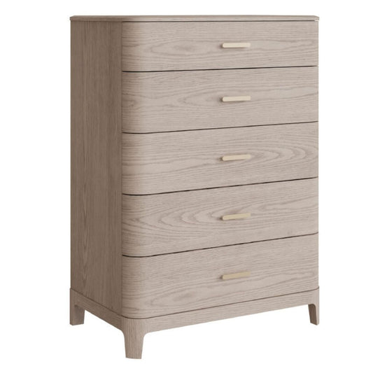 Zahra Cream 5 Drawer Tall Chest Angle