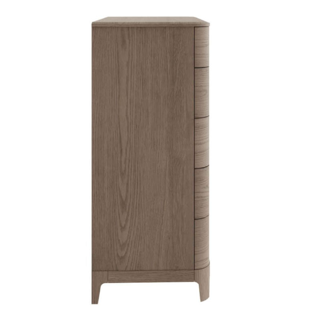 Zahra Cream 5 Drawer Tall Chest Side