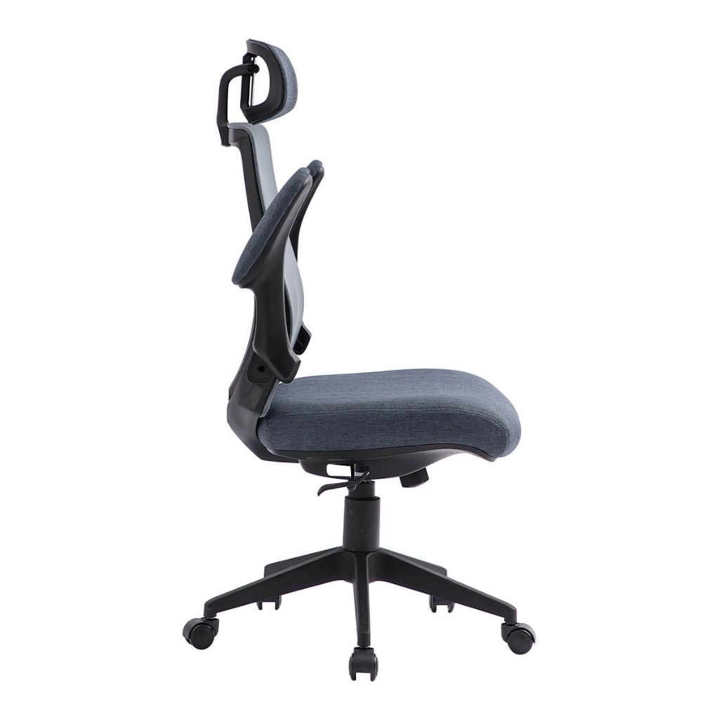Gray office chair with black base on a white background