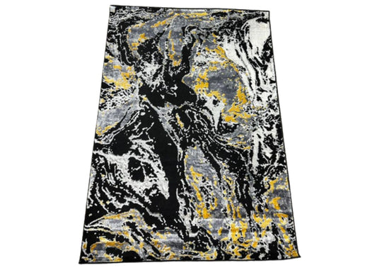 Elite Art Marble 120cm x 170cm Black/Gold Rug by Ultimate Rugs