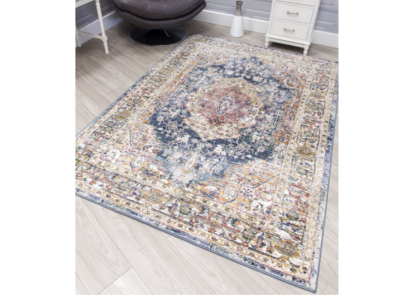 Boho Blue Medallion Rug Range by Home Trends Room Image