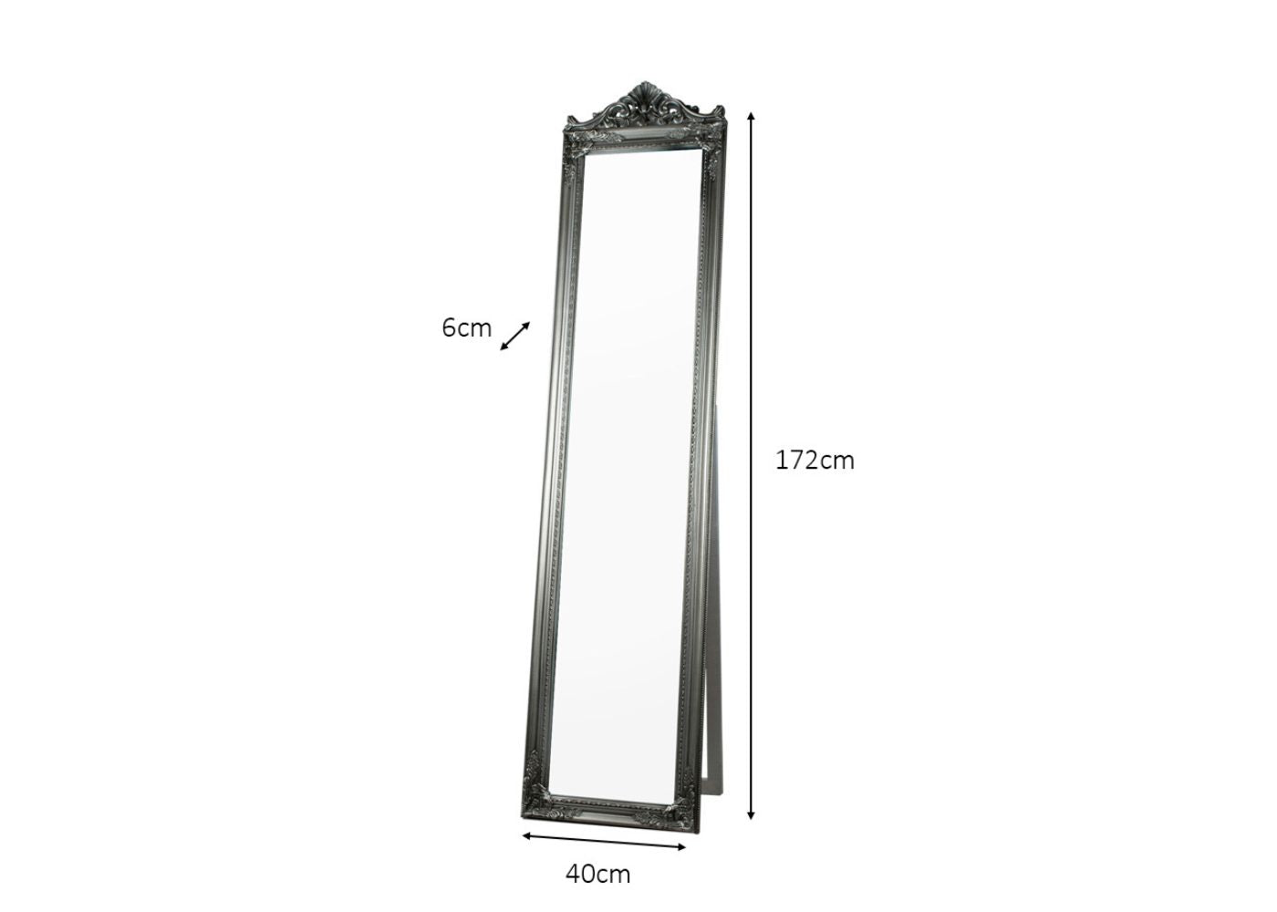 Chateau Cheval Mirror in Silver by Tara Lane Dimensions