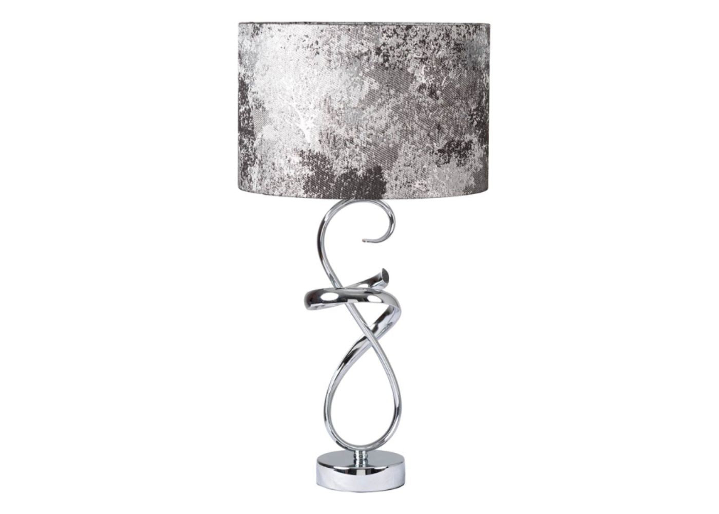 56cm Chrome Swirl Table Lamp with Black Shade by CIMC