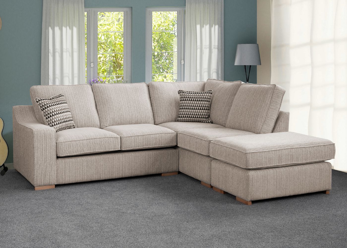 Clyde beige corner sofa bed