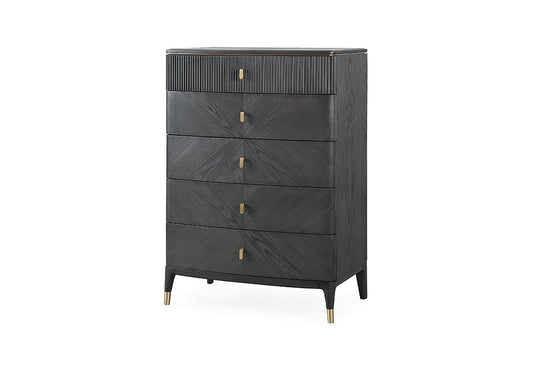 Diletta Tall Chest 5 Drawer in Ebony by Vida Living