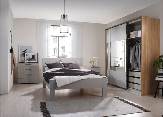 Ellesse Silk Grey 2-Door Half Mirrored Sliding Wardrobe Range by Rauch