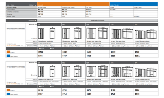 Ellesse Alpine White & Sonoma Oak Hinged Wardrobe Range by Rauch