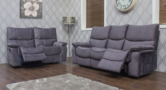 Emilio Dark Grey Reclining Sofa Range by Sofahouse 3+2