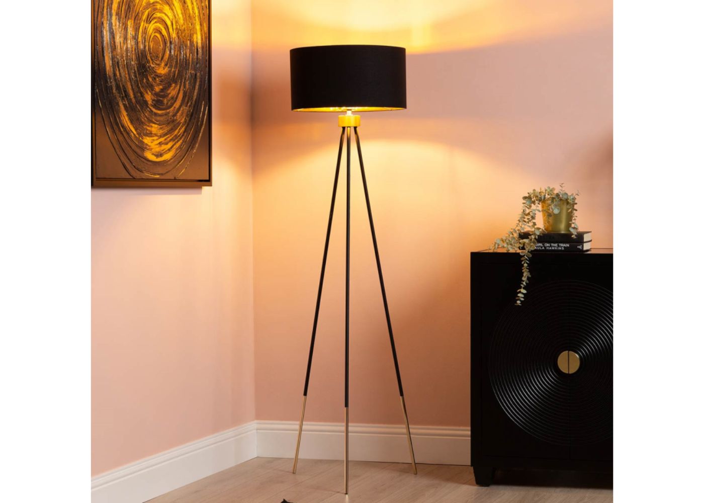 159cm Black and Gold Tripod Floor Lamp by CIMC Light On