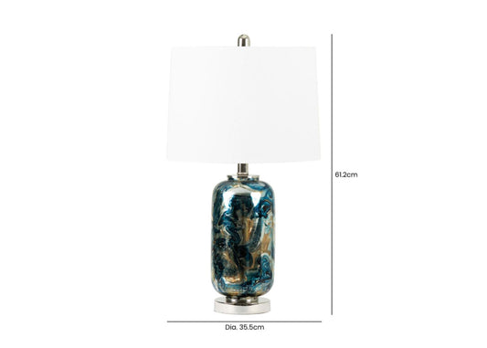 61.2cm Blue and Silver Table Lamp with White Shade by CIMC Dimensions