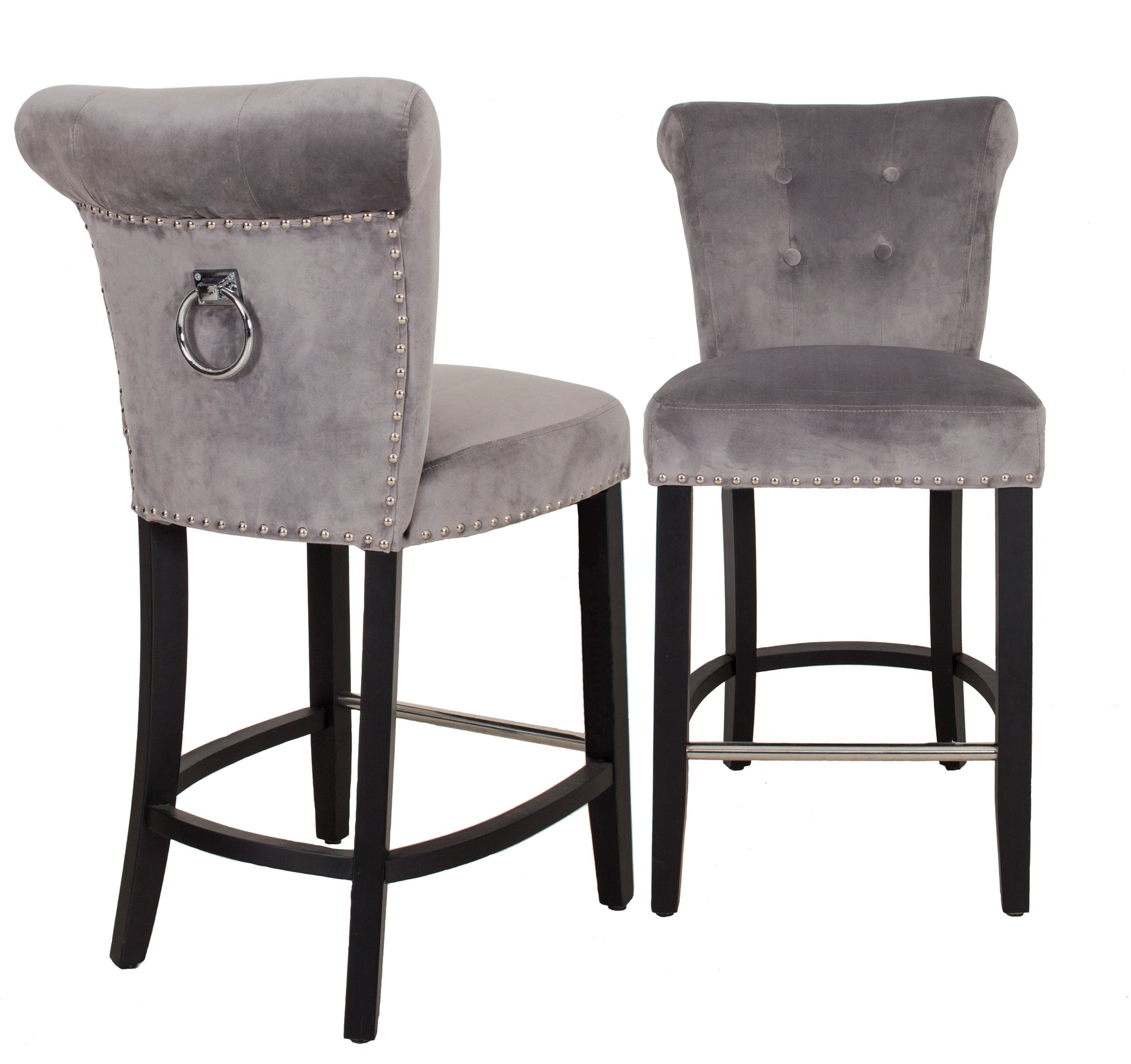 Grey Velvet Breakfast Bar Stool by Derrys