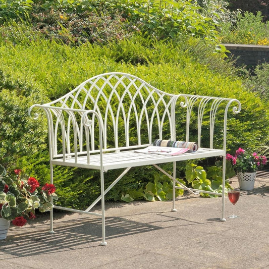 Gloucester 128cm White Cast Iron Bench by Suntime