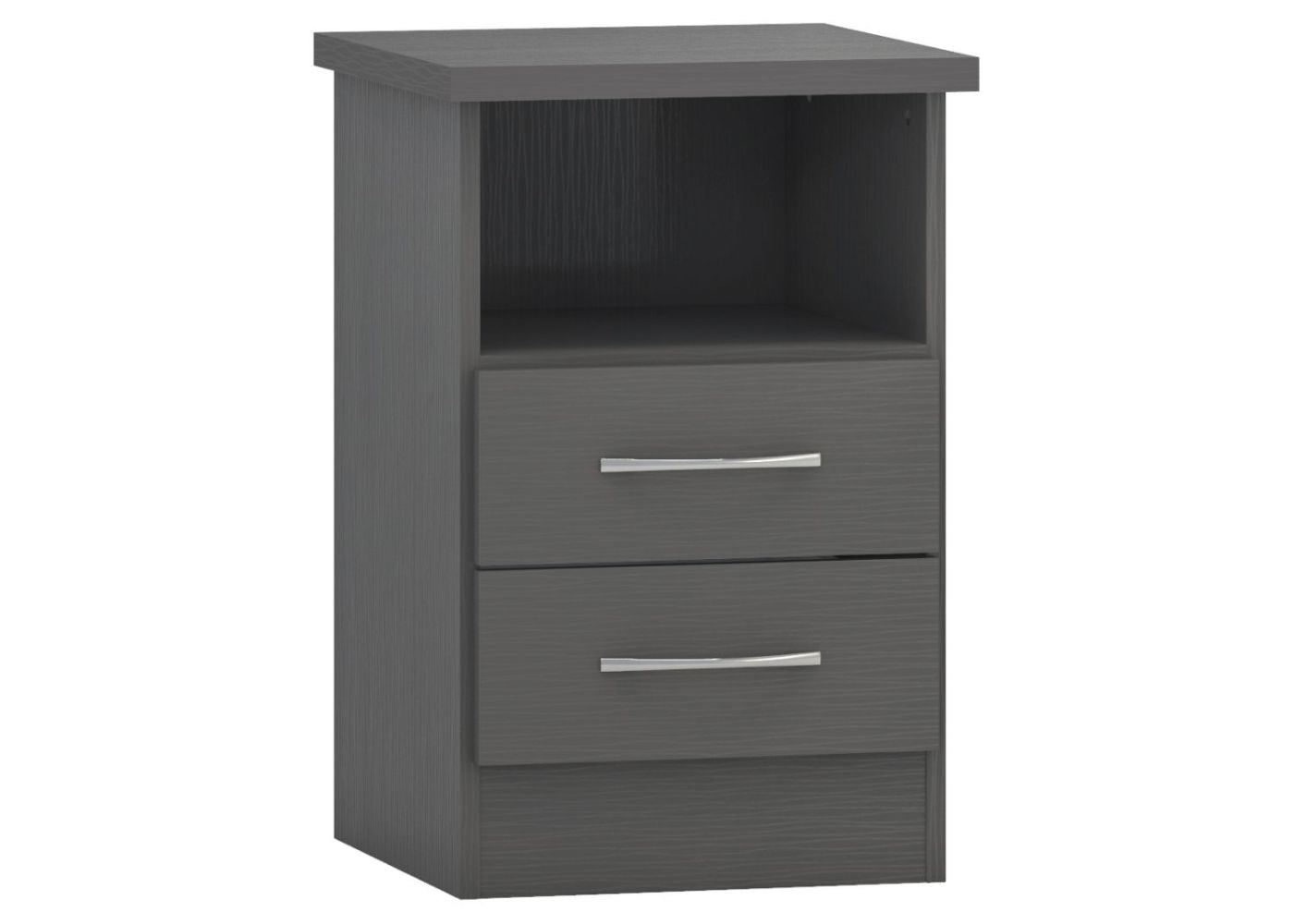 Nevada 3D Effect Grey 2-Drawer Bedside Table by Wholesale Beds & Furniture