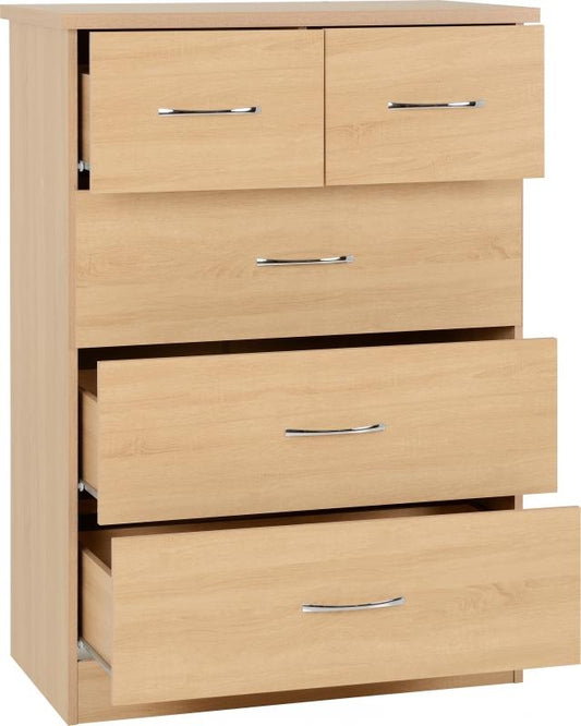 Nevada Sonoma Oak Effect 2-Over-3-Drawer Chest by Wholesale Beds & Furniture
