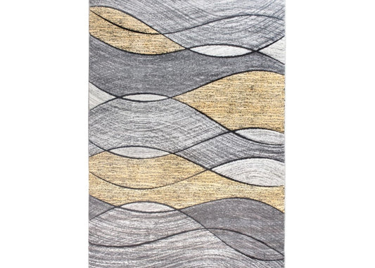 Impulse Waves Grey, Black & Yellow Rug Range by Floor Trends